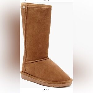 BearPaw Emma 612 tall genuine sheepskin lines Tan Suede Boots size 10